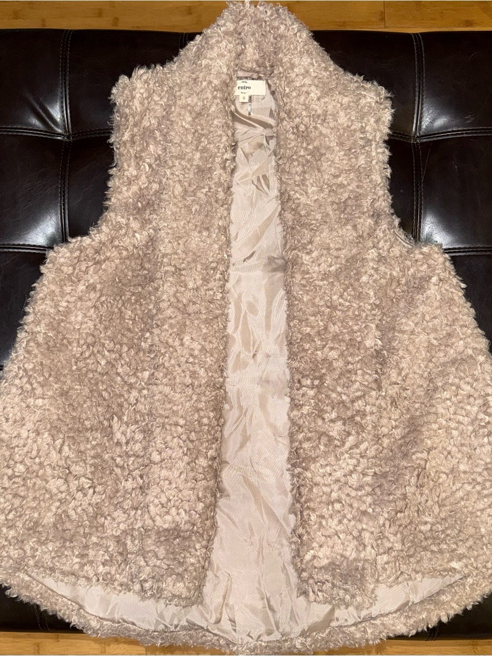 entro Plush Faux-Shearling Vest in Soft Taupe